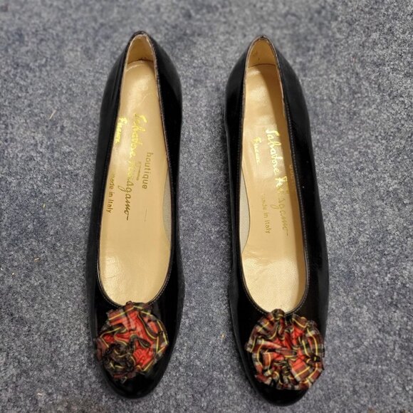 New - Salvatore Ferragamo Vintage Black Pumps Women Size 6.5 - Picture 6 of 16